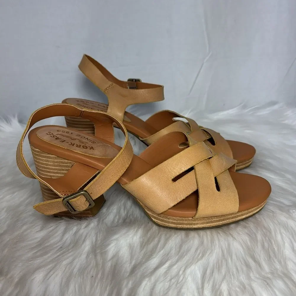 Korks Hutton NWOT Tan Leather Ankle Strap Sandals‎ Sz 11